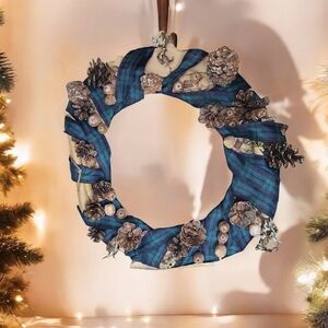 Acorn Pincorn Mugwort Tartan Green Plaid Wreath